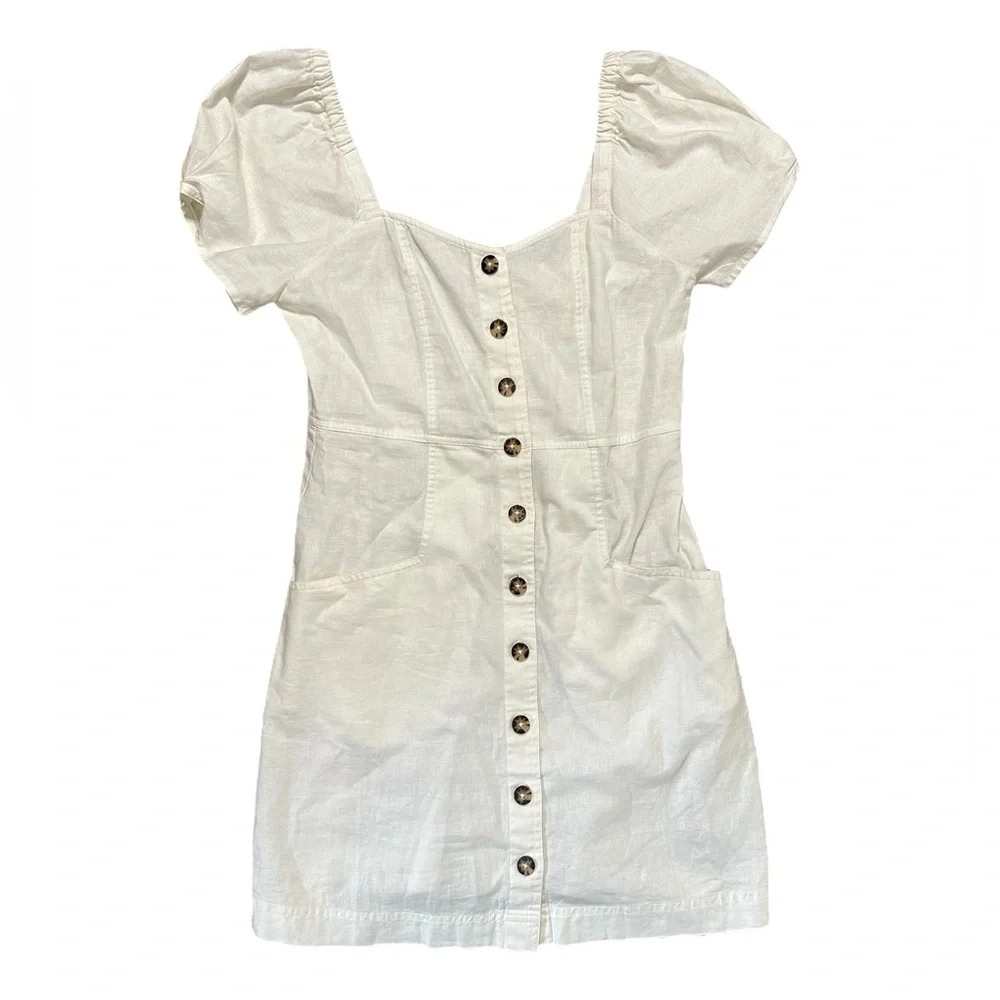 Nwt Madewell Linen-Cotton Puff-Sleeve Mini Dress 6 - Picture 3 of 7